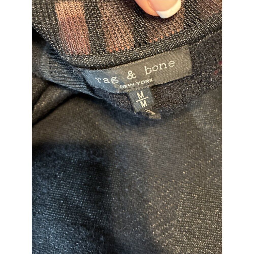 Rag And Bone Solid Black Checked Long Sleeve Midi… - image 4